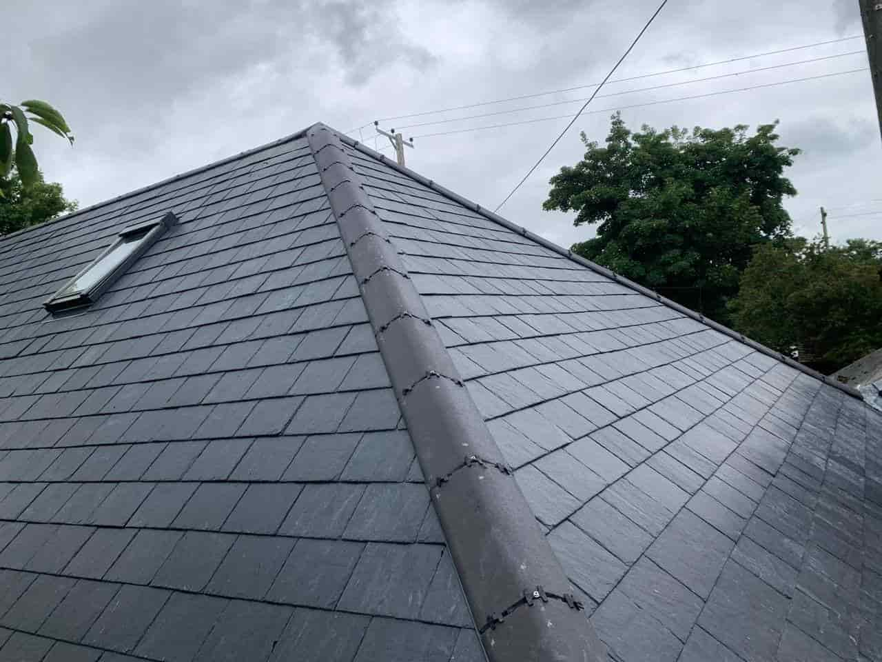 This is a photo of a new slate roof installation. This work was carried out by Kettering Roofing