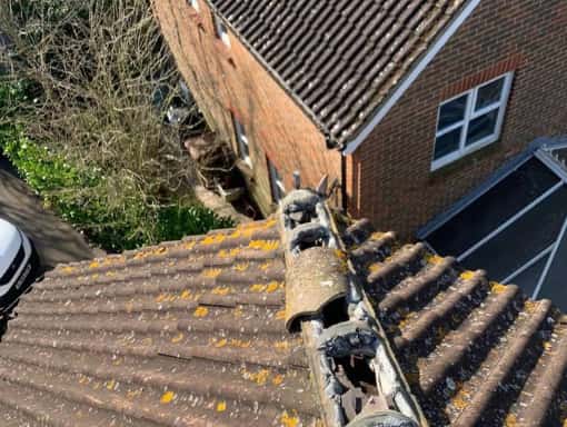 This is a photo of a roof repair enquiry before the new installation. This work was carried out by Kettering Roofing